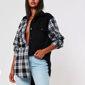 Missguided oversized checkered spliced top